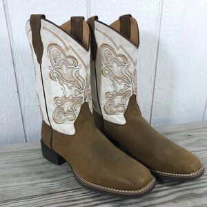 Shyanne Flynn Butterfly Womens Embroidered Cream Leather Boots 10 M BSWSP24P8